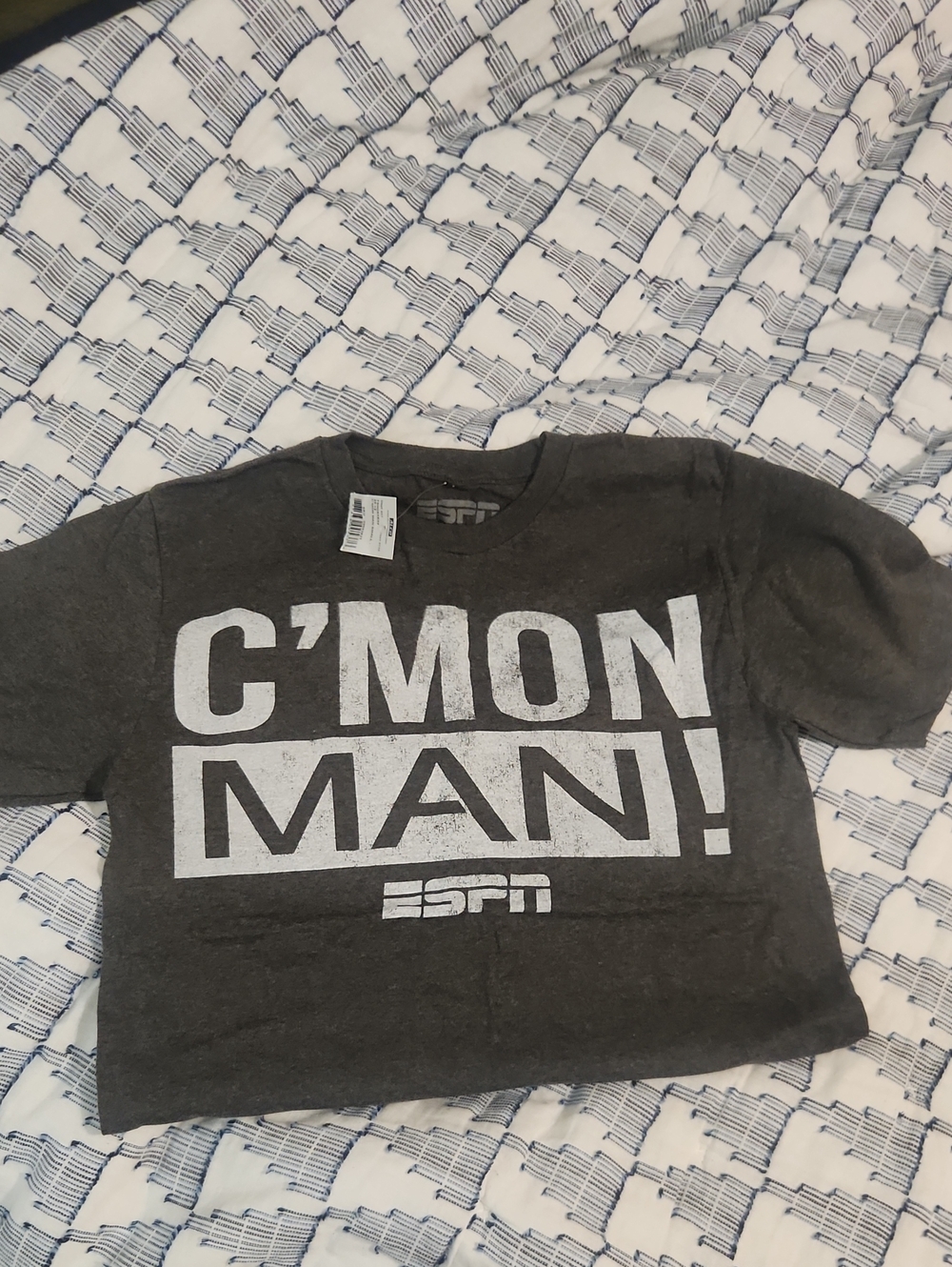 Mens Small "C'MON MAN!" Graphic Tee - Gray